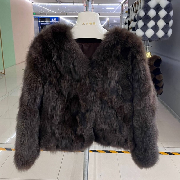 Women Real Natural Fox Fur Genuine Coats Fashion Thick Warm Long Sleeves - Picture 5 of 6